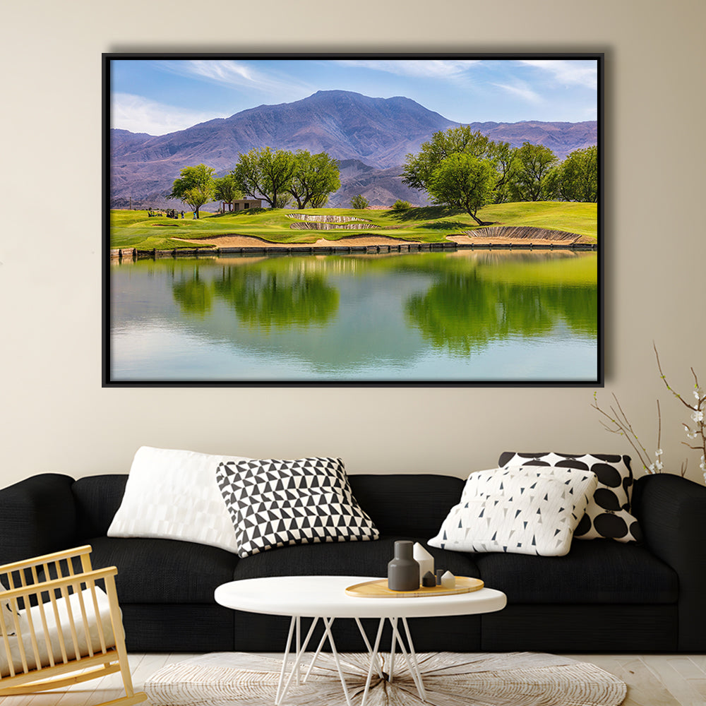 Pga West Stadium Course, Hole 4 Fine Art, Floating Framed Canvas Print Wall Art