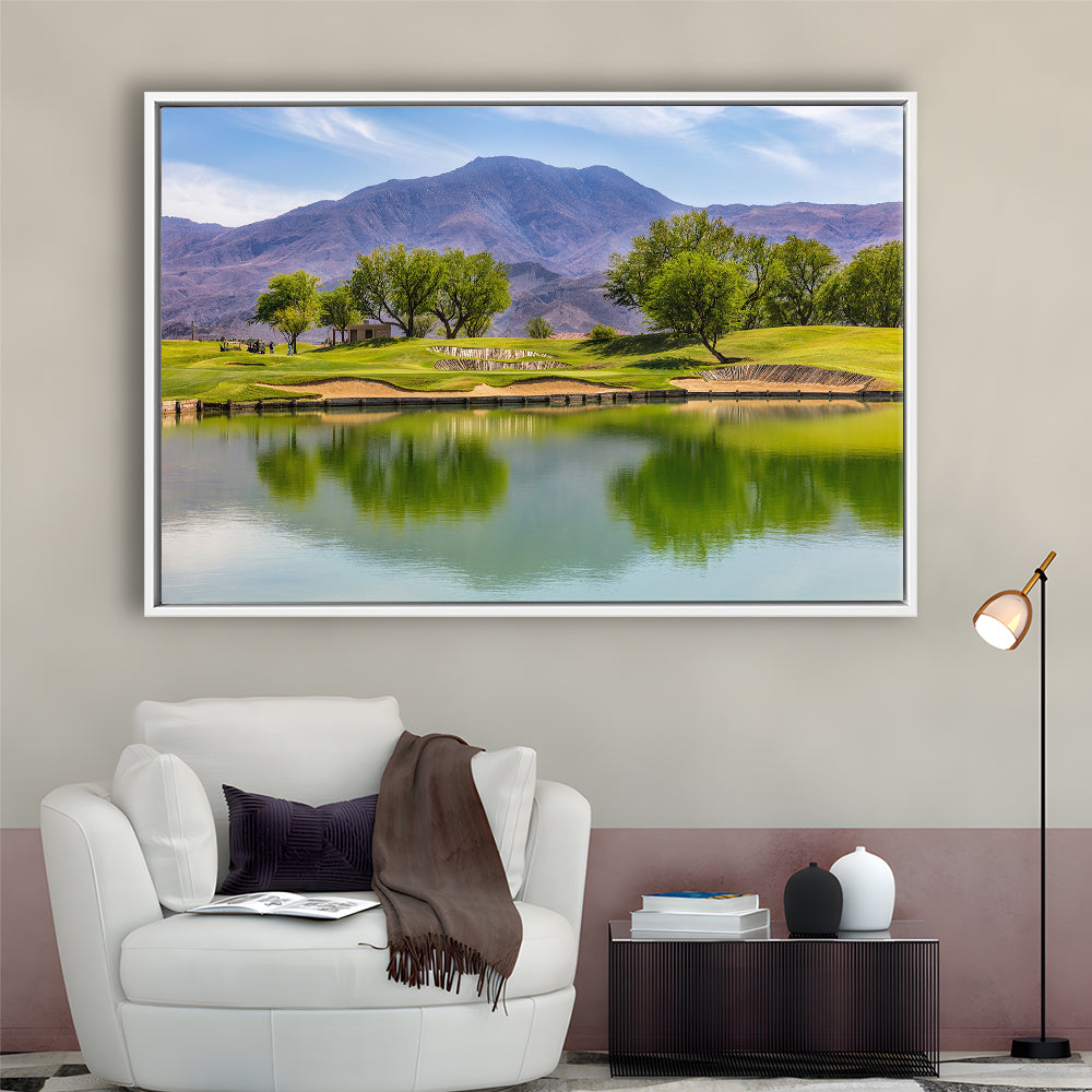 Pga West Stadium Course, Hole 4 Fine Art, Floating Framed Canvas Print Wall Art