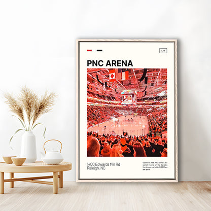 PNC Arena Print, Carolina Hurricanes Stadium Canvas Art, Man Cave Gift, Floating Framed Canvas Print Wall Art