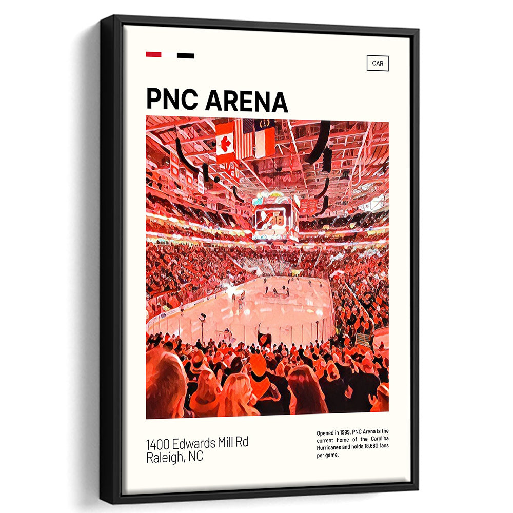 PNC Arena Print, Carolina Hurricanes Stadium Canvas Art, Man Cave Gift, Floating Framed Canvas Print Wall Art