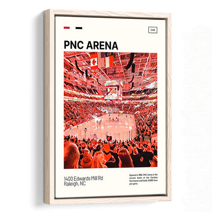 PNC Arena Print, Carolina Hurricanes Stadium Canvas Art, Man Cave Gift, Floating Framed Canvas Print Wall Art