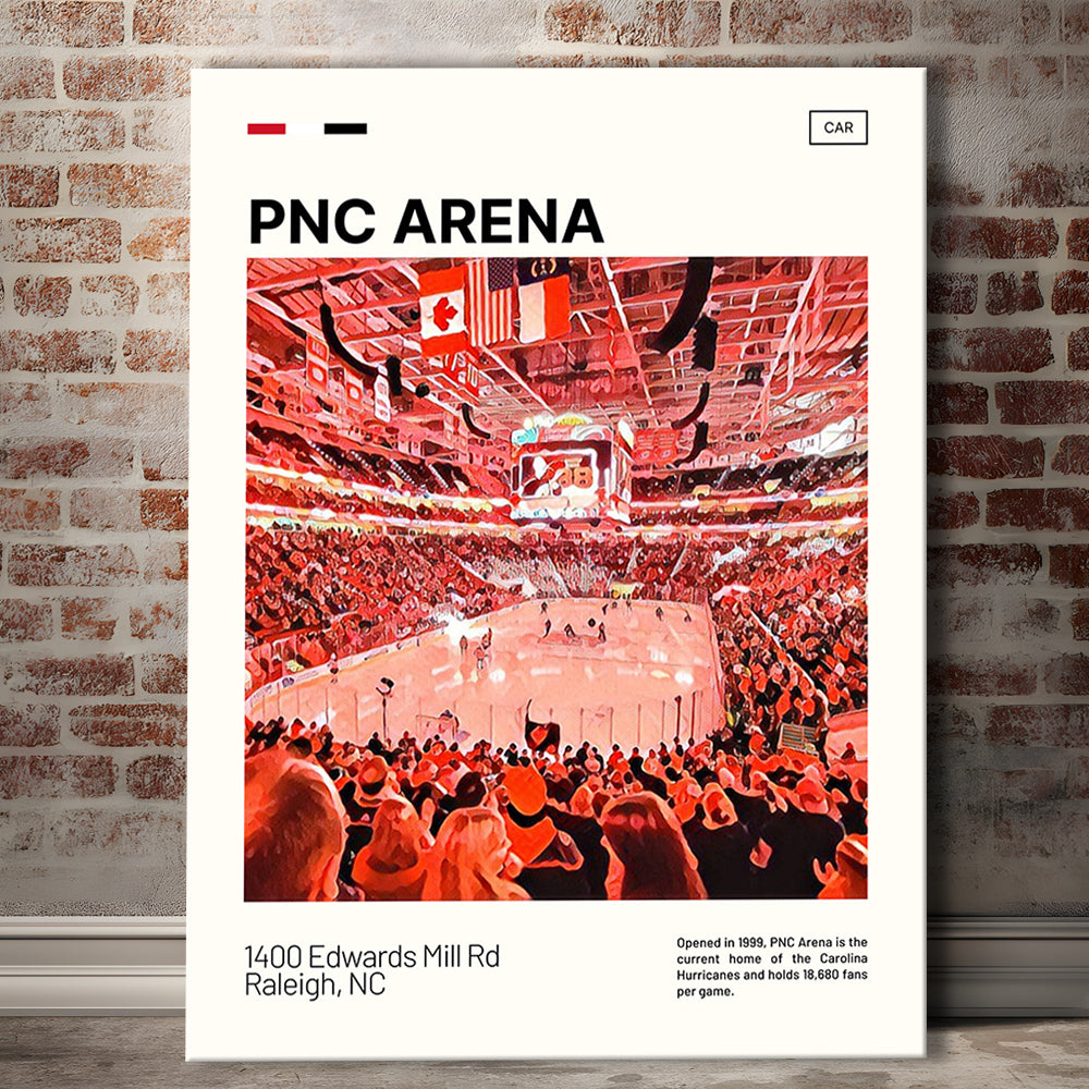 PNC Arena Print, Carolina Hurricanes Stadium Canvas Art, Fan Gifts, Sport Art, Canvas Print Wall Art