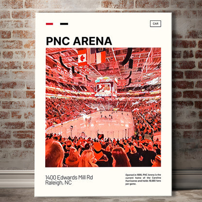 PNC Arena Print, Carolina Hurricanes Stadium Canvas Art, Fan Gifts, Sport Art, Canvas Print Wall Art