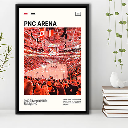 PNC Arena Print, Carolina Hurricanes Stadium Canvas Art, Man Cave Gift, Floating Framed Canvas Print Wall Art