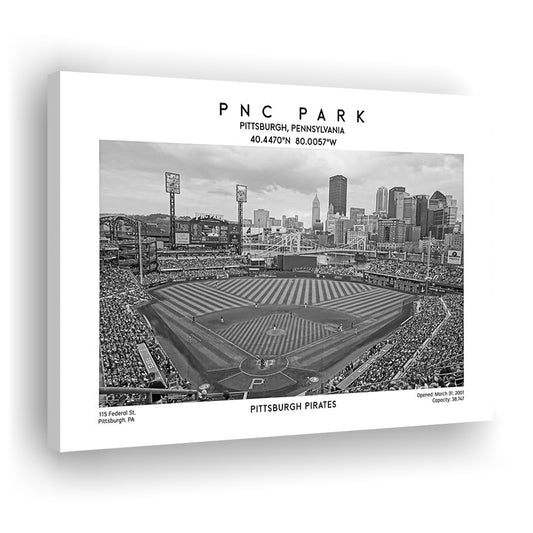 Pnc Park Stadium Black And White, Pittsburgh Baseball Stadium Wall Art, Canvas Print Wall Art, Man Cave Gift