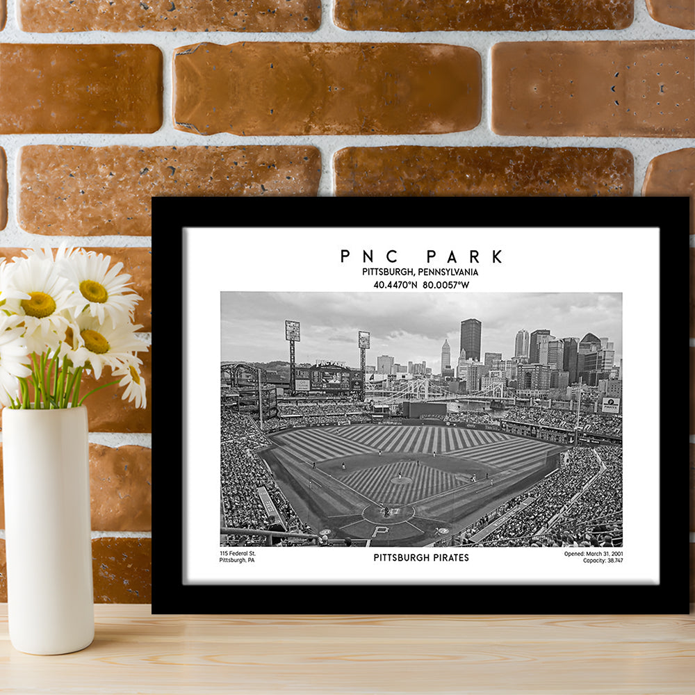 Pnc Park Stadium Black And White, Pittsburgh Baseball Stadium Wall Art, Framed Art Print Wall Decor
