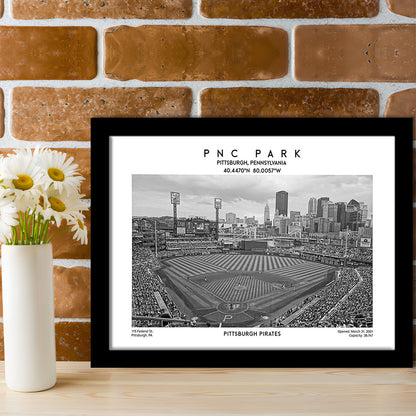 Pnc Park Stadium Black And White, Pittsburgh Baseball Stadium Wall Art, Framed Art Print Wall Decor