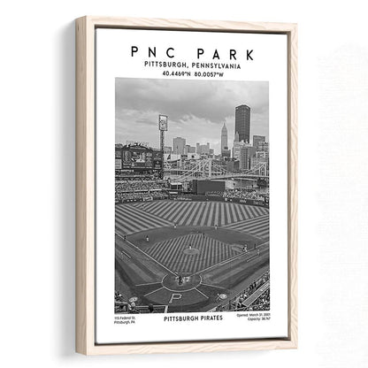 Pnc Park Stadium Black And White, Pittsburgh Pirates Baseball Stadium Wall Art Print, Framed Canvas Prints Wall Art