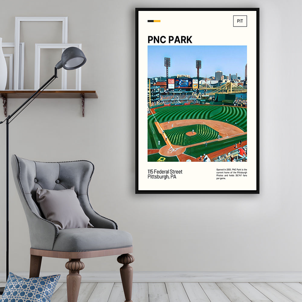 PNC Park Print, Pittsburgh Pirates Stadium Canvas Art, Man Cave Gift, Floating Framed Canvas Print Wall Art