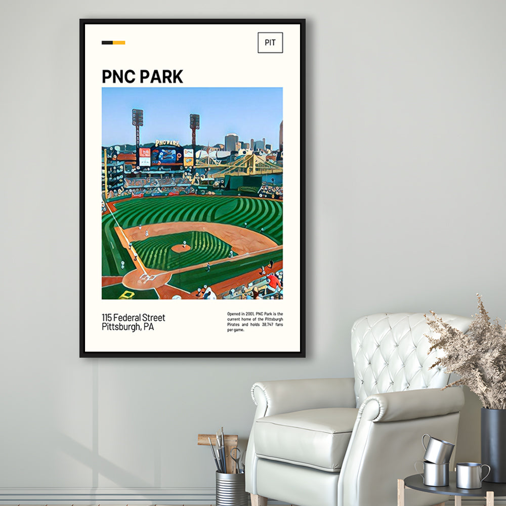 PNC Park Print, Pittsburgh Pirates Stadium Canvas Art, Man Cave Gift, Floating Framed Canvas Print Wall Art