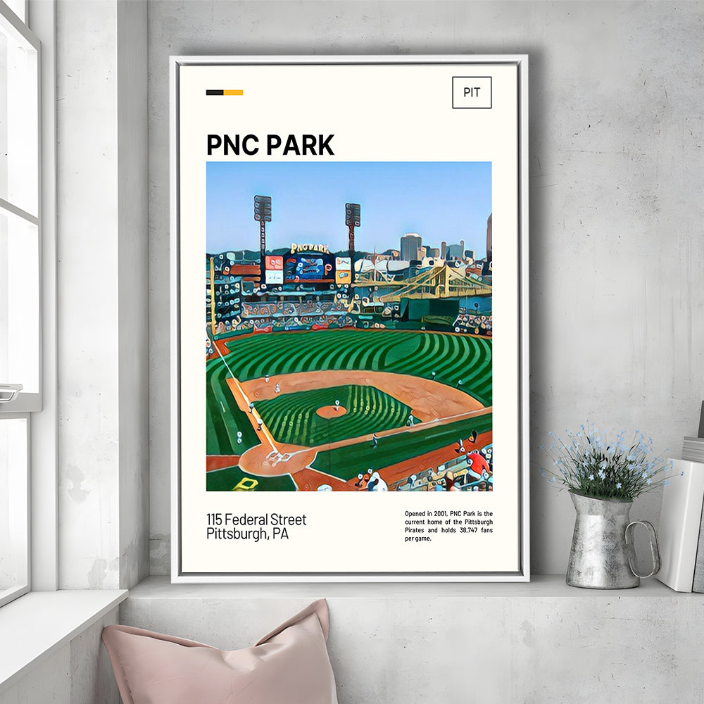 PNC Park Print, Pittsburgh Pirates Stadium Canvas Art, Man Cave Gift, Floating Framed Canvas Print Wall Art
