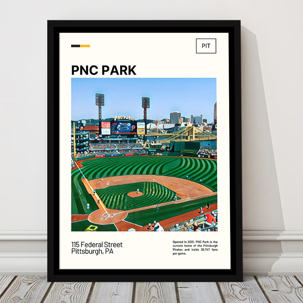 PNC Park Print, Pittsburgh Pirates Stadium Canvas Art, Man Cave Gift, Floating Framed Canvas Print Wall Art