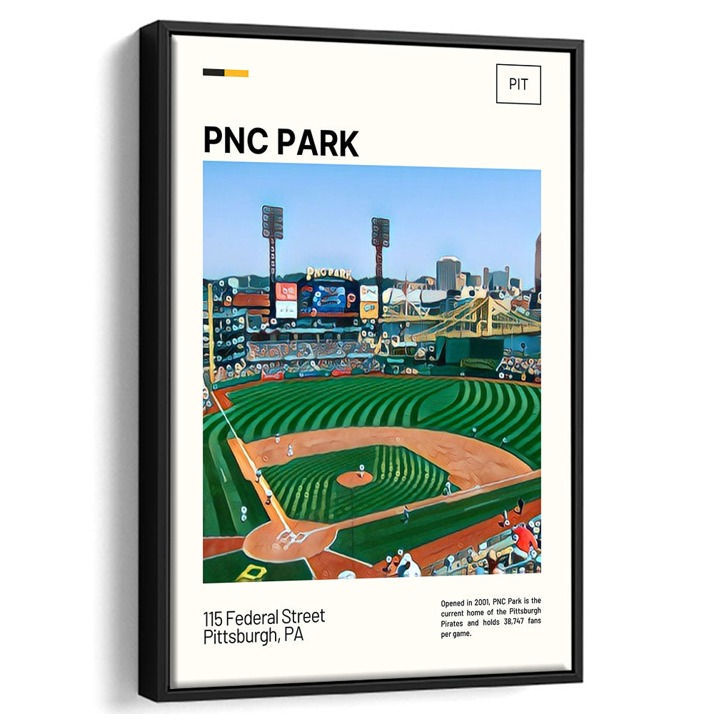 PNC Park Print, Pittsburgh Pirates Stadium Canvas Art, Man Cave Gift, Floating Framed Canvas Print Wall Art