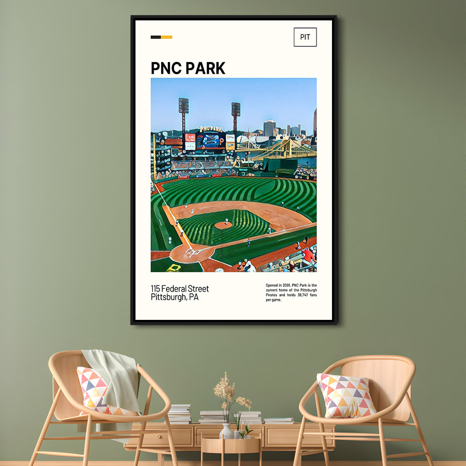 PNC Park Print, Pittsburgh Pirates Stadium Canvas Art, Man Cave Gift, Floating Framed Canvas Print Wall Art