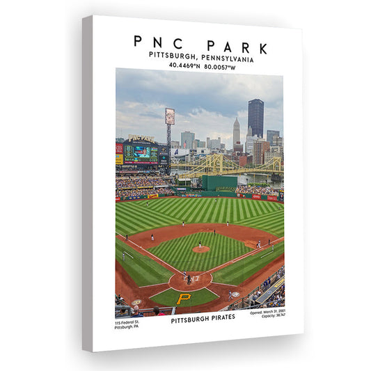 Pnc Park, Pittsburgh Pirates Baseball Stadium Wall Art Print, Sport Art Print, Canvas Prints Wall Art, Man Cave Decor