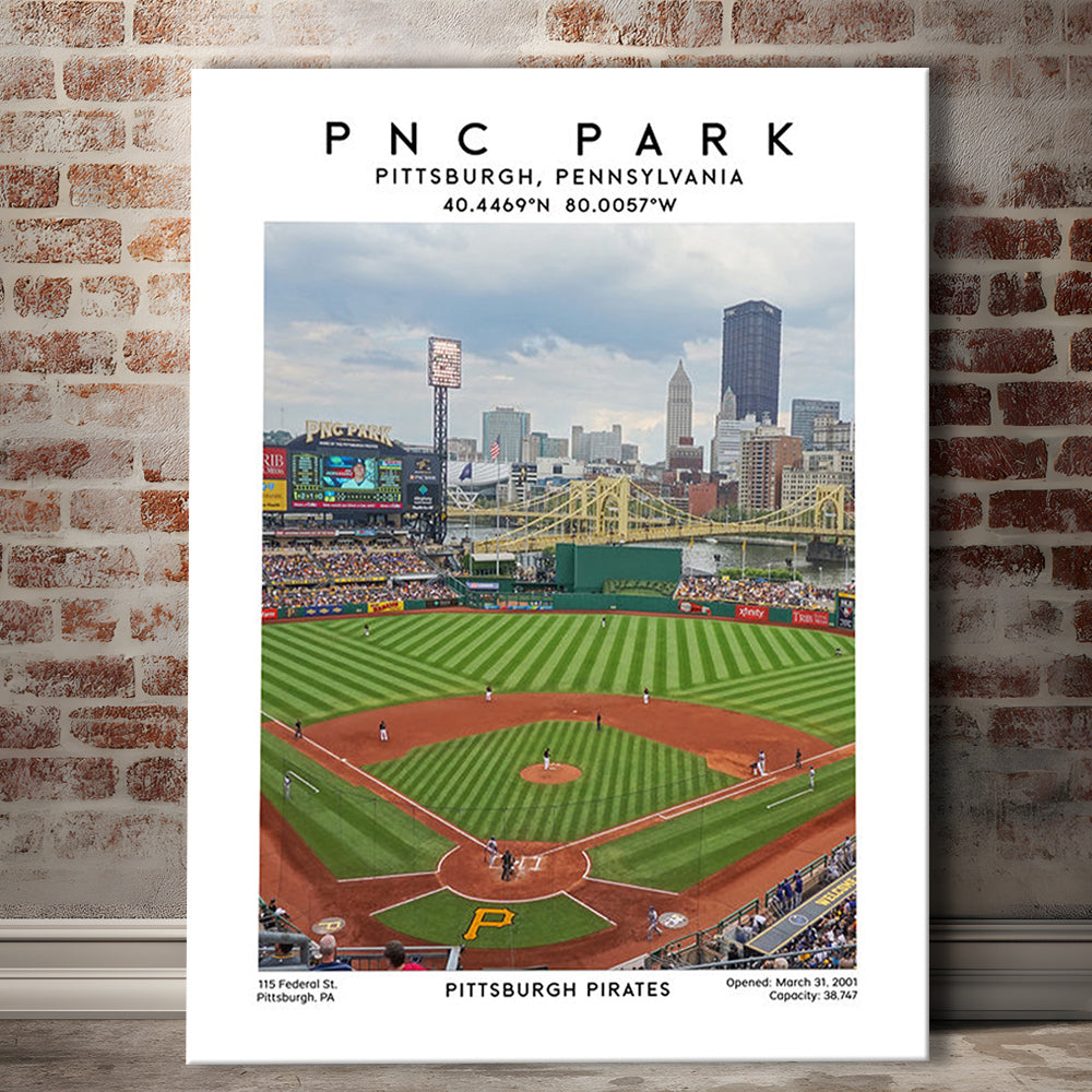 Pnc Park, Pittsburgh Pirates Baseball Stadium Wall Art Print, Sport Art Print, Canvas Prints Wall Art, Man Cave Decor