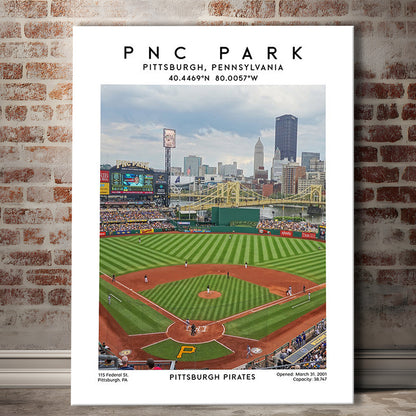 Pnc Park, Pittsburgh Pirates Baseball Stadium Wall Art Print, Sport Art Print, Canvas Prints Wall Art, Man Cave Decor