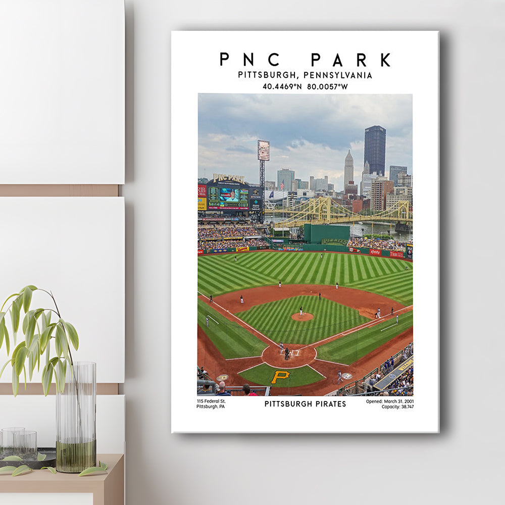Pnc Park, Pittsburgh Pirates Baseball Stadium Wall Art Print, Sport Art Print, Canvas Prints Wall Art, Man Cave Decor