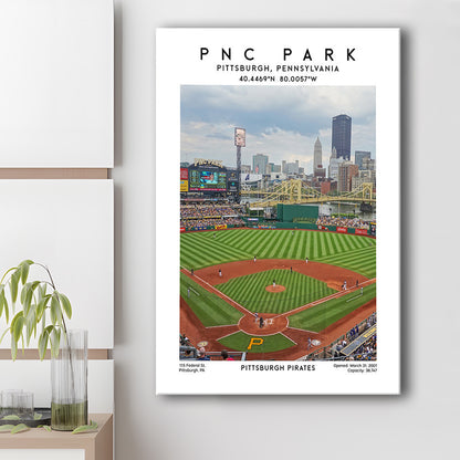 Pnc Park, Pittsburgh Pirates Baseball Stadium Wall Art Print, Sport Art Print, Canvas Prints Wall Art, Man Cave Decor
