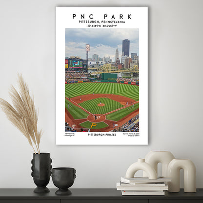 Pnc Park, Pittsburgh Pirates Baseball Stadium Wall Art Print, Sport Art Print, Canvas Prints Wall Art, Man Cave Decor