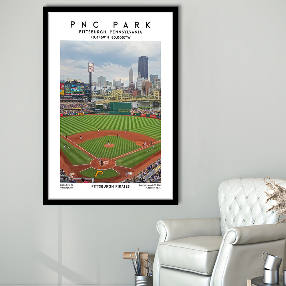 Pnc Park, Pittsburgh Pirates Baseball Stadium Wall Art Print, Sport Art Print, Framed Art Prints Wall Decor