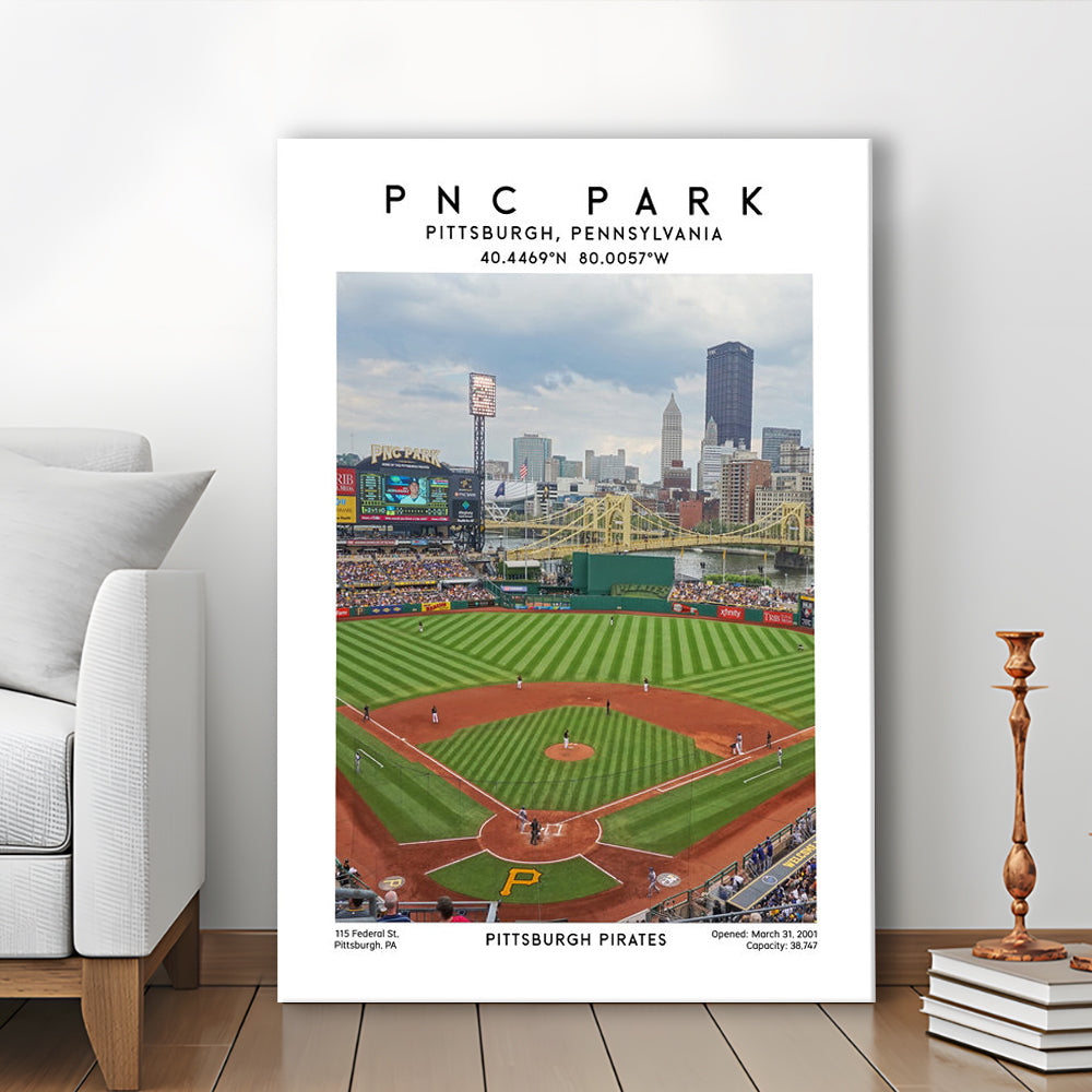 Pnc Park, Pittsburgh Pirates Baseball Stadium Wall Art Print, Sport Art Print, Canvas Prints Wall Art, Man Cave Decor