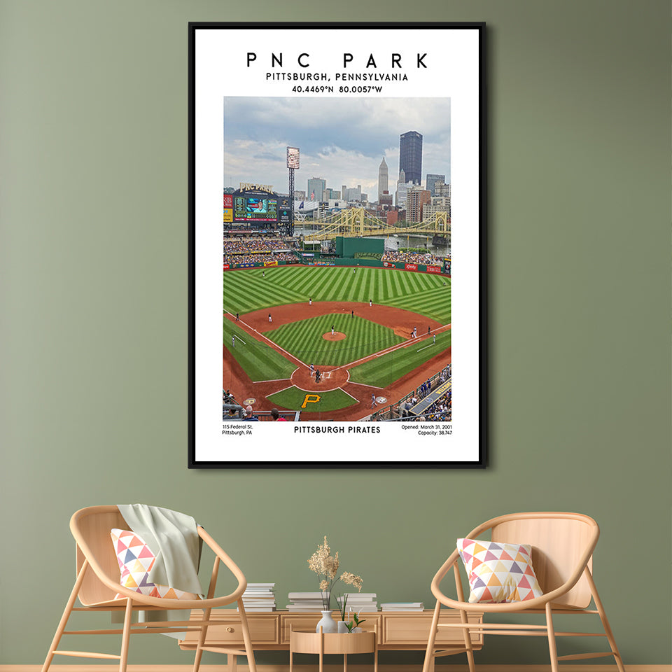 Pnc Park, Pittsburgh Pirates Baseball Stadium Wall Art Print, Sport Art Print, Framed Canvas Prints Wall Art