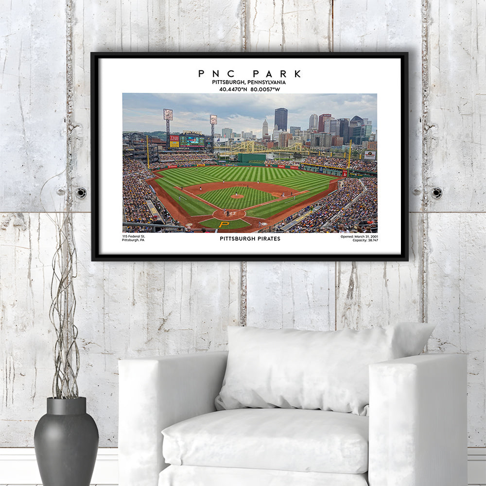 Pnc Park Print, Pittsburgh Baseball Stadium Wall Art, Sport Art Print, Framed Canvas Print Wall Art