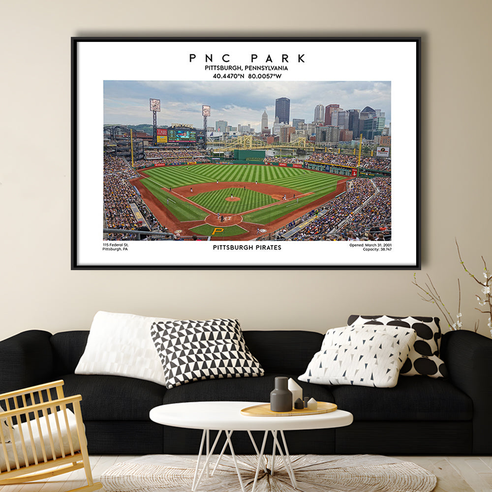 Pnc Park Print, Pittsburgh Baseball Stadium Wall Art, Sport Art Print, Framed Canvas Print Wall Art