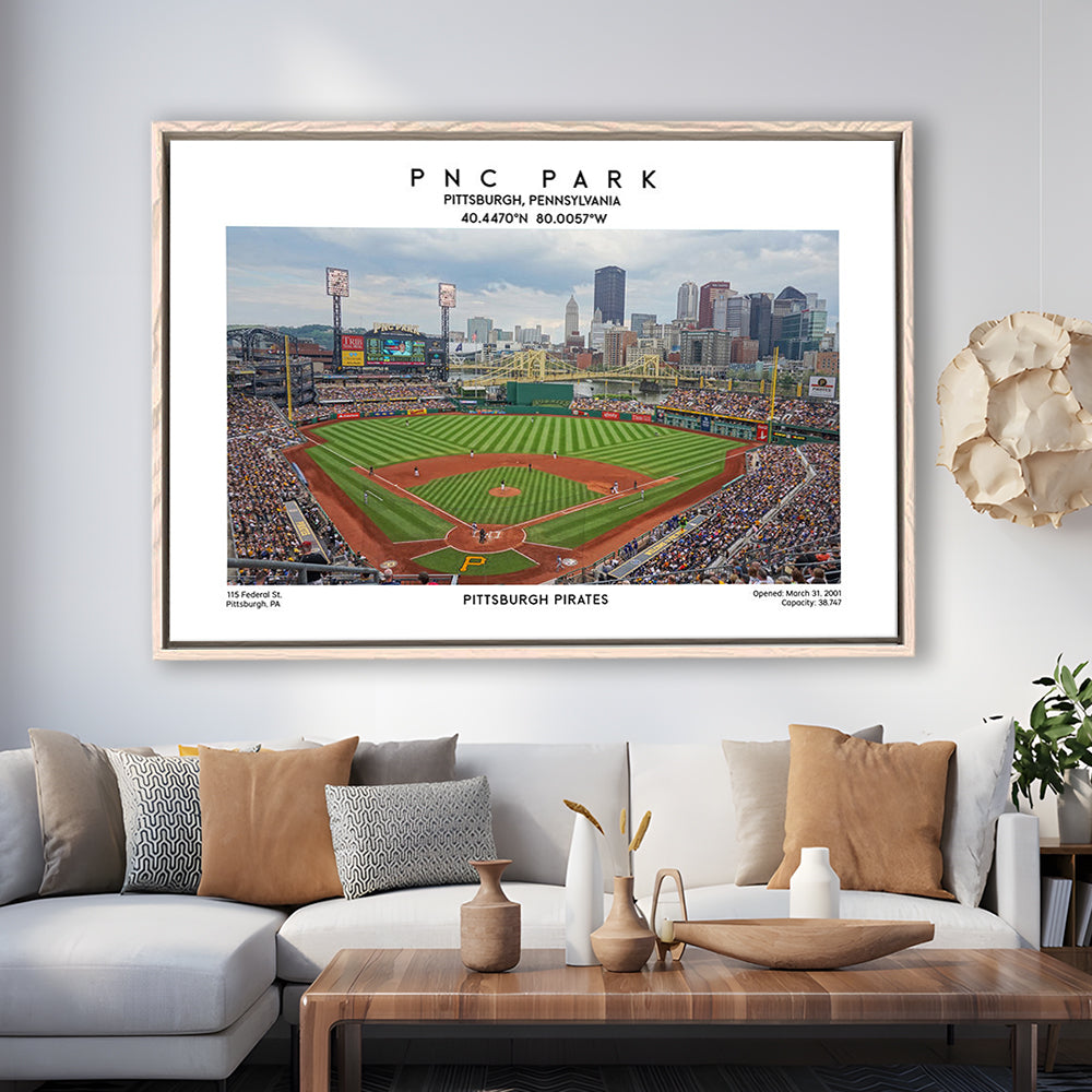 Pnc Park Print, Pittsburgh Baseball Stadium Wall Art, Sport Art Print, Framed Canvas Print Wall Art