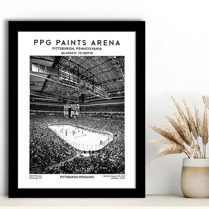 Ppg Paints Arena Stadium Black And White, Pittsburgh Penguins Hockey Stadium Wall Art, Framed Art Prints Wall Decor