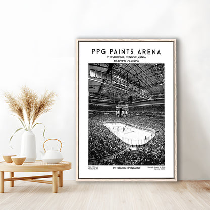 Ppg Paints Arena Stadium Black And White, Pittsburgh Penguins Hockey Stadium Wall Art, Framed Canvas Prints Wall Art