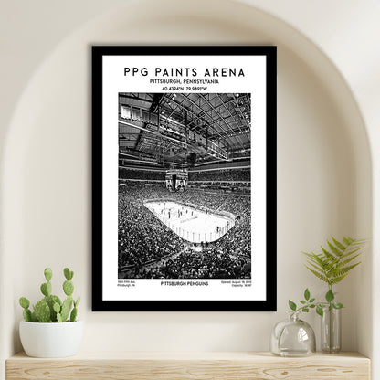 Ppg Paints Arena Stadium Black And White, Pittsburgh Penguins Hockey Stadium Wall Art, Framed Art Prints Wall Decor