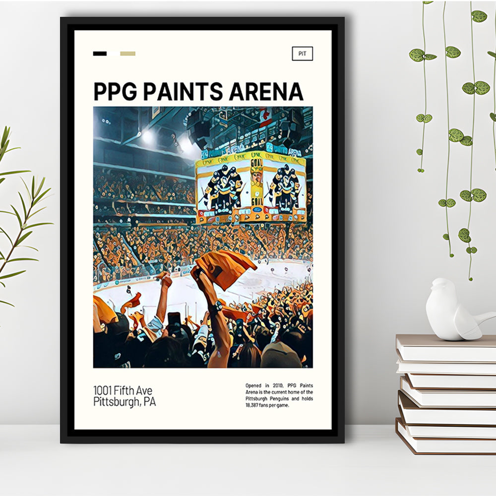 PPG Paints Arena Print, Pittsburgh Penguins Stadium Canvas Art, Man Cave Gift, Floating Framed Canvas Print Wall Art