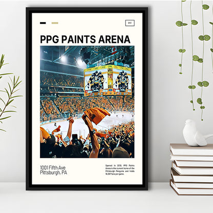 PPG Paints Arena Print, Pittsburgh Penguins Stadium Canvas Art, Man Cave Gift, Floating Framed Canvas Print Wall Art
