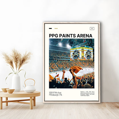 PPG Paints Arena Print, Pittsburgh Penguins Stadium Canvas Art, Man Cave Gift, Floating Framed Canvas Print Wall Art