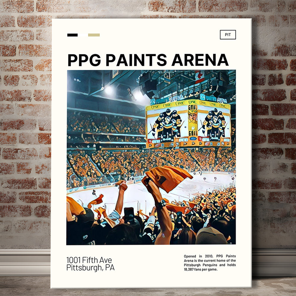 PPG Paints Arena Print, Pittsburgh Penguins Stadium Canvas Art, Fan Gifts, Sport Art, Canvas Print Wall Art