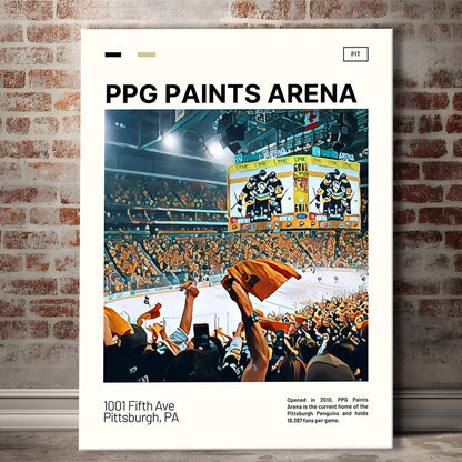 PPG Paints Arena Print, Pittsburgh Penguins Stadium Canvas Art, Fan Gifts, Sport Art, Canvas Print Wall Art