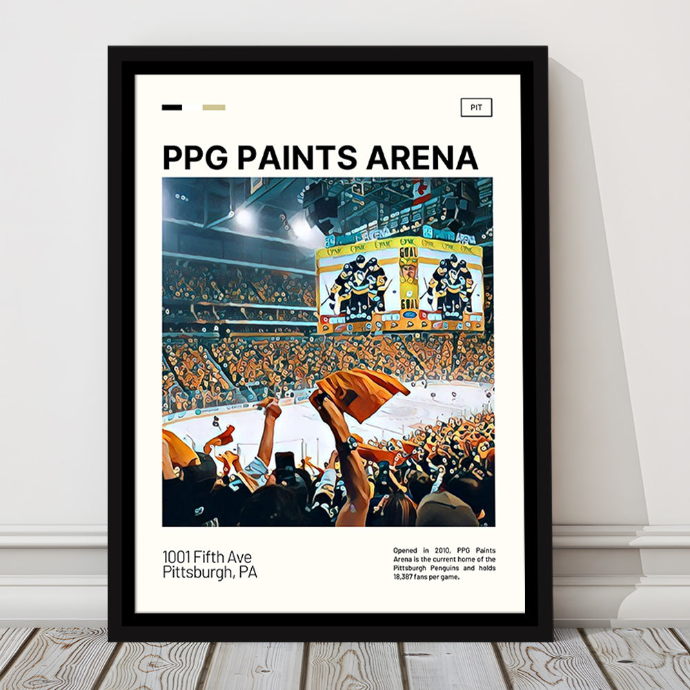 PPG Paints Arena Print, Pittsburgh Penguins Stadium Canvas Art, Man Cave Gift, Floating Framed Canvas Print Wall Art