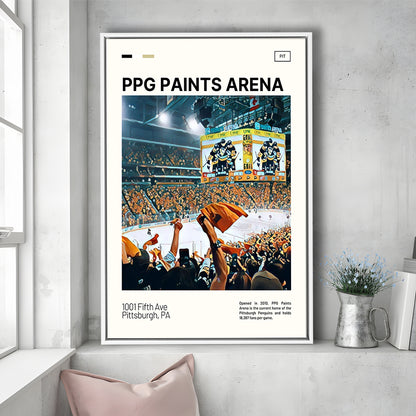 PPG Paints Arena Print, Pittsburgh Penguins Stadium Canvas Art, Man Cave Gift, Floating Framed Canvas Print Wall Art