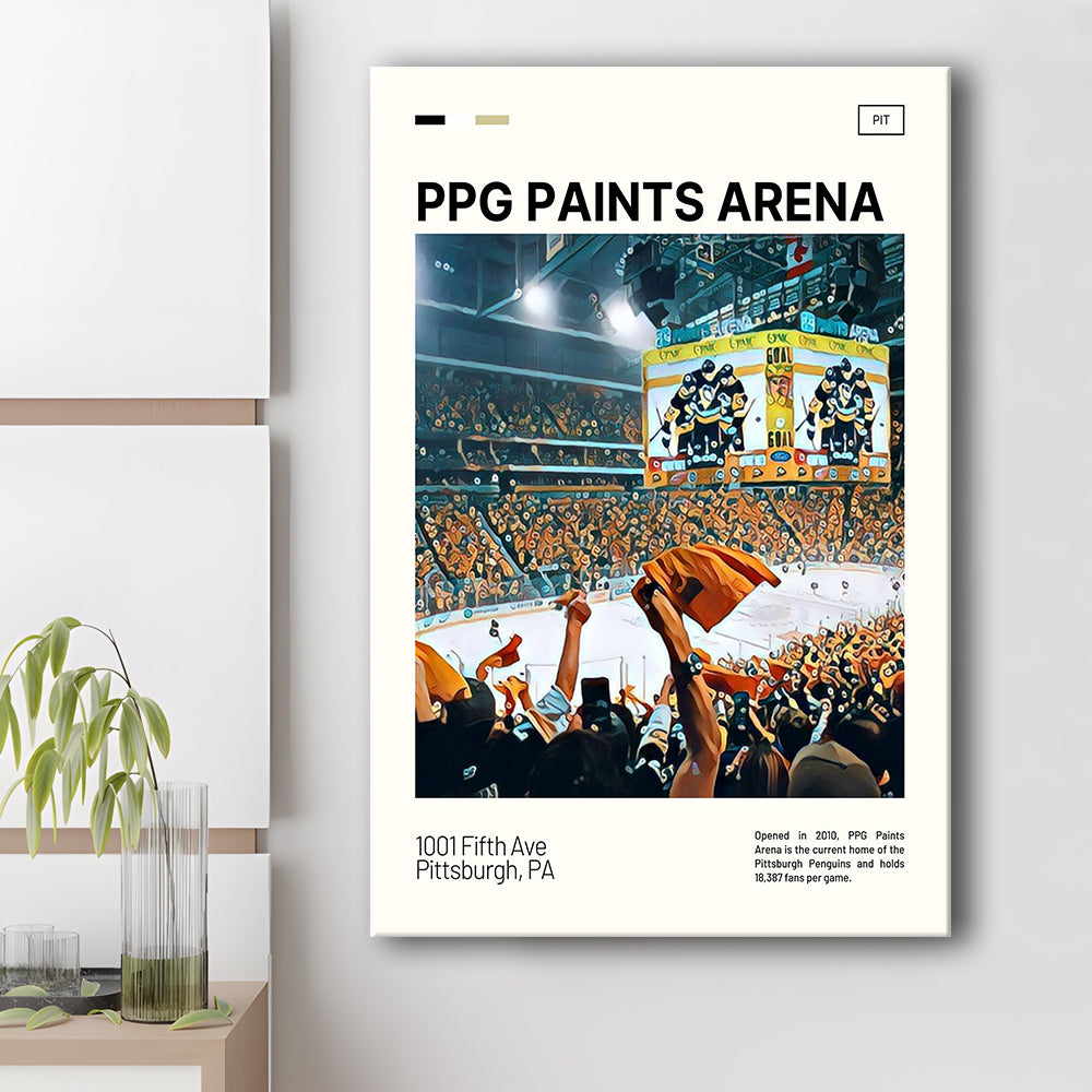 PPG Paints Arena Print, Pittsburgh Penguins Stadium Canvas Art, Fan Gifts, Sport Art, Canvas Print Wall Art