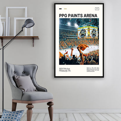 PPG Paints Arena Print, Pittsburgh Penguins Stadium Canvas Art, Man Cave Gift, Floating Framed Canvas Print Wall Art