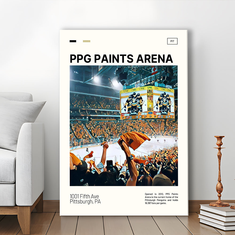 PPG Paints Arena Print, Pittsburgh Penguins Stadium Canvas Art, Fan Gifts, Sport Art, Canvas Print Wall Art