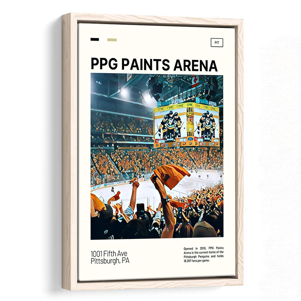 PPG Paints Arena Print, Pittsburgh Penguins Stadium Canvas Art, Man Cave Gift, Floating Framed Canvas Print Wall Art