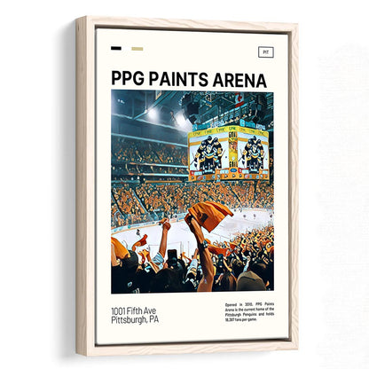 PPG Paints Arena Print, Pittsburgh Penguins Stadium Canvas Art, Man Cave Gift, Floating Framed Canvas Print Wall Art