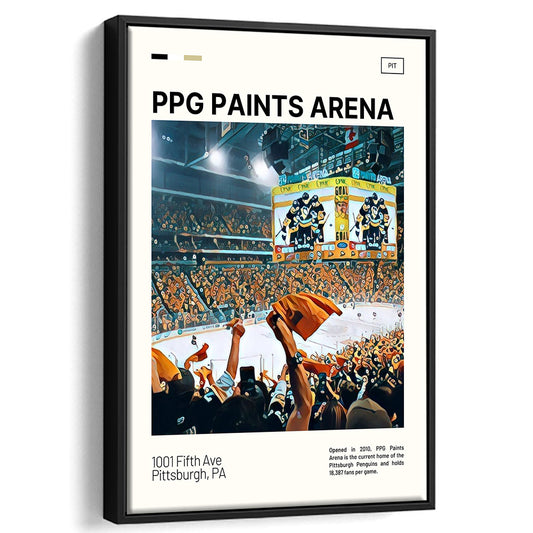 PPG Paints Arena Print, Pittsburgh Penguins Stadium Canvas Art, Man Cave Gift, Floating Framed Canvas Print Wall Art