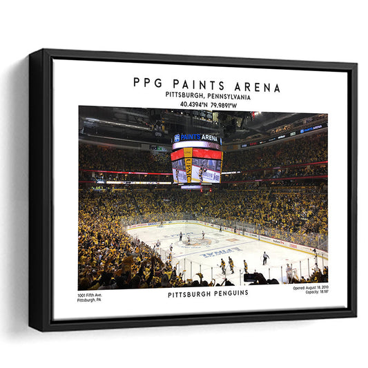 Ppg Paints Arena, Pittsburgh Hockey Stadium Wall Art Print, Sport Art Print, Framed Canvas Print Wall Art