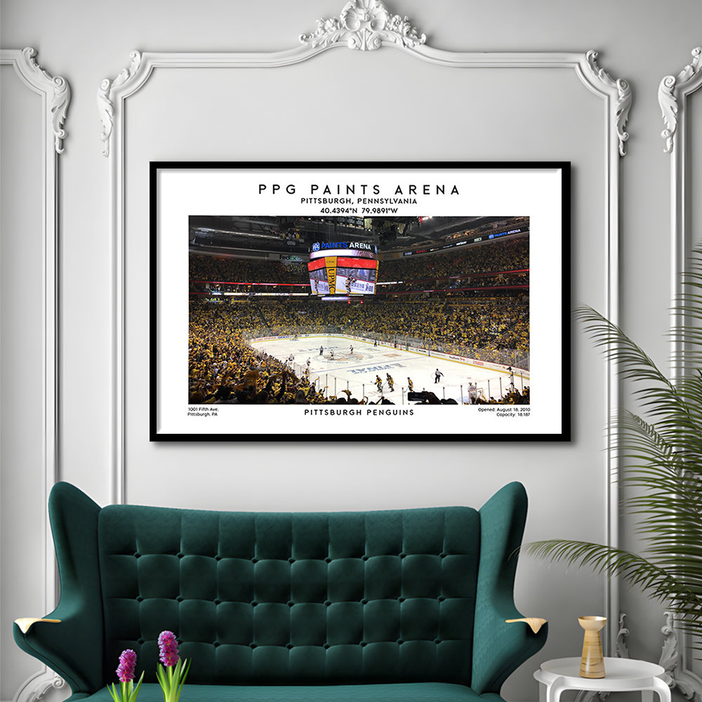 Ppg Paints Arena, Pittsburgh Hockey Stadium Wall Art Print, Sport Art Print, Framed Art Print Wall Decor