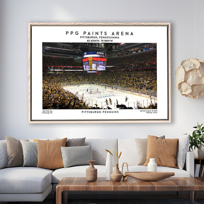 Ppg Paints Arena, Pittsburgh Hockey Stadium Wall Art Print, Sport Art Print, Framed Canvas Print Wall Art