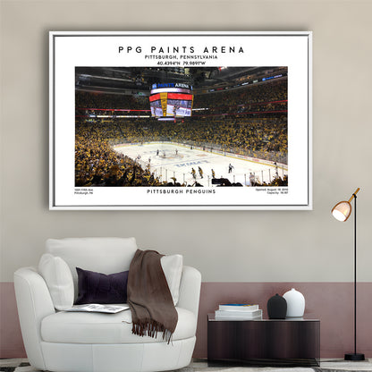 Ppg Paints Arena, Pittsburgh Hockey Stadium Wall Art Print, Sport Art Print, Framed Canvas Print Wall Art